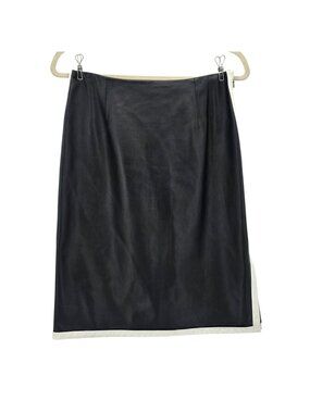 Vintage Carlisle Womens 4 Skirt Leather Pencil Knee Length Black White Party